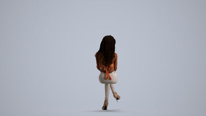 photogrammetry 3D woman casual sitting, realistic human model archviz FBX, front view render