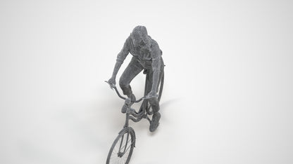 realistic 3D people woman casual cycling, render-ready for V-Ray and Corona, FBX OBJ, wireframe three-quarter view