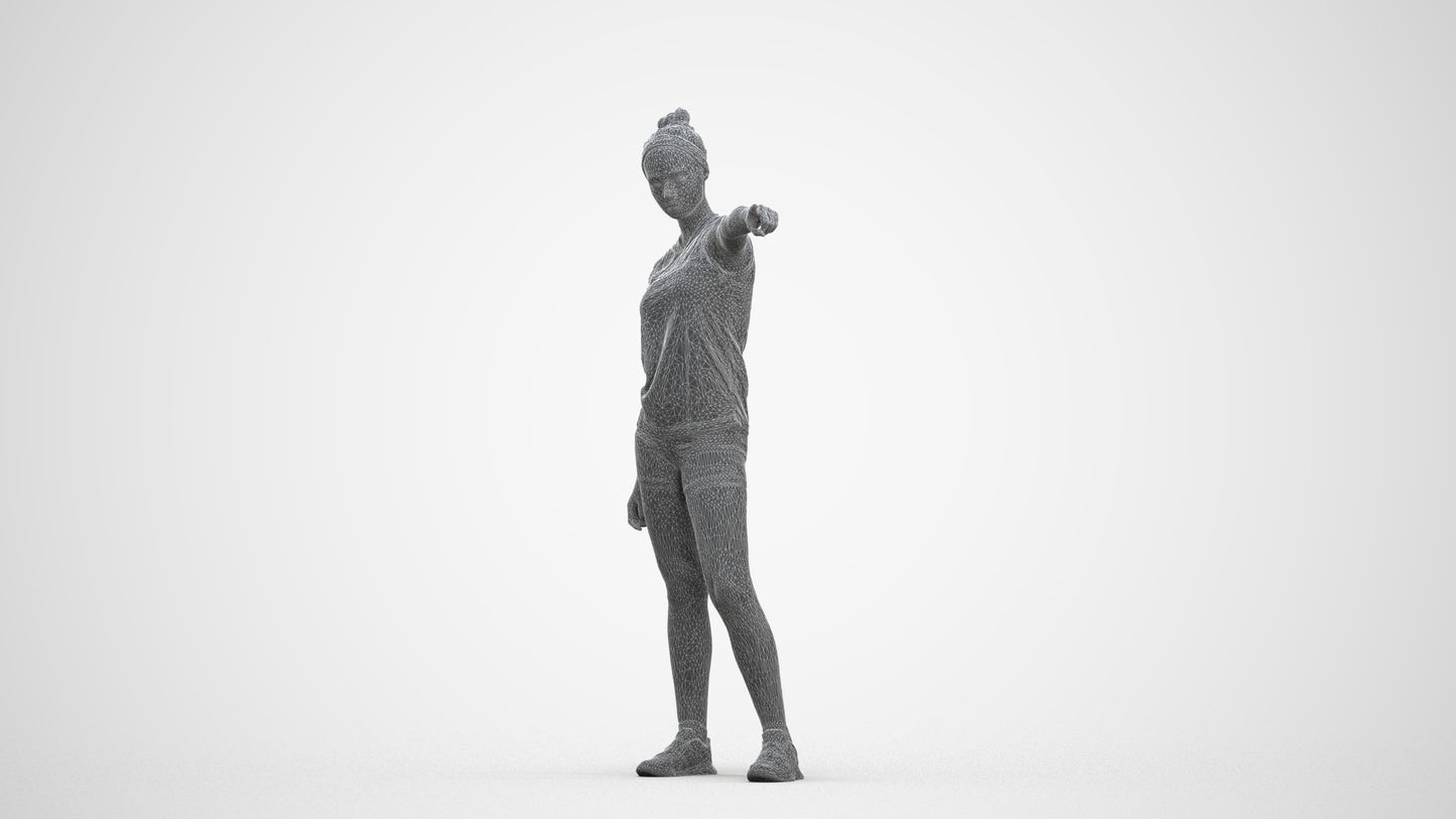 scanned 3D girl sport, photogrammetry people for Enscape and V-Ray, three-quarter front view render