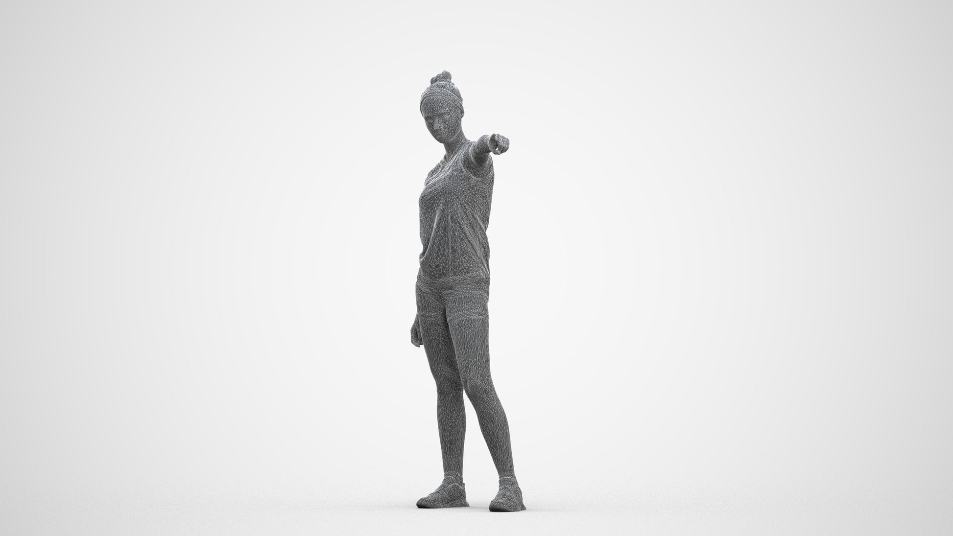 scanned 3D girl sport, photogrammetry people for Enscape and V-Ray, three-quarter front view render