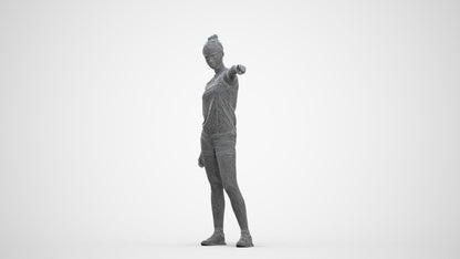 scanned 3D girl sport, photogrammetry people for Enscape and V-Ray, three-quarter front view render