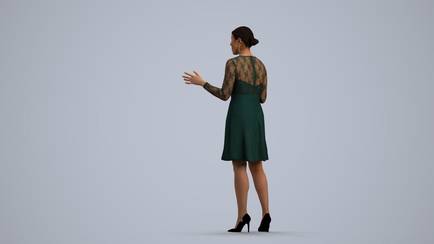 3D scanned woman business formal, photorealistic archviz people for Enscape and SketchUp, front view render