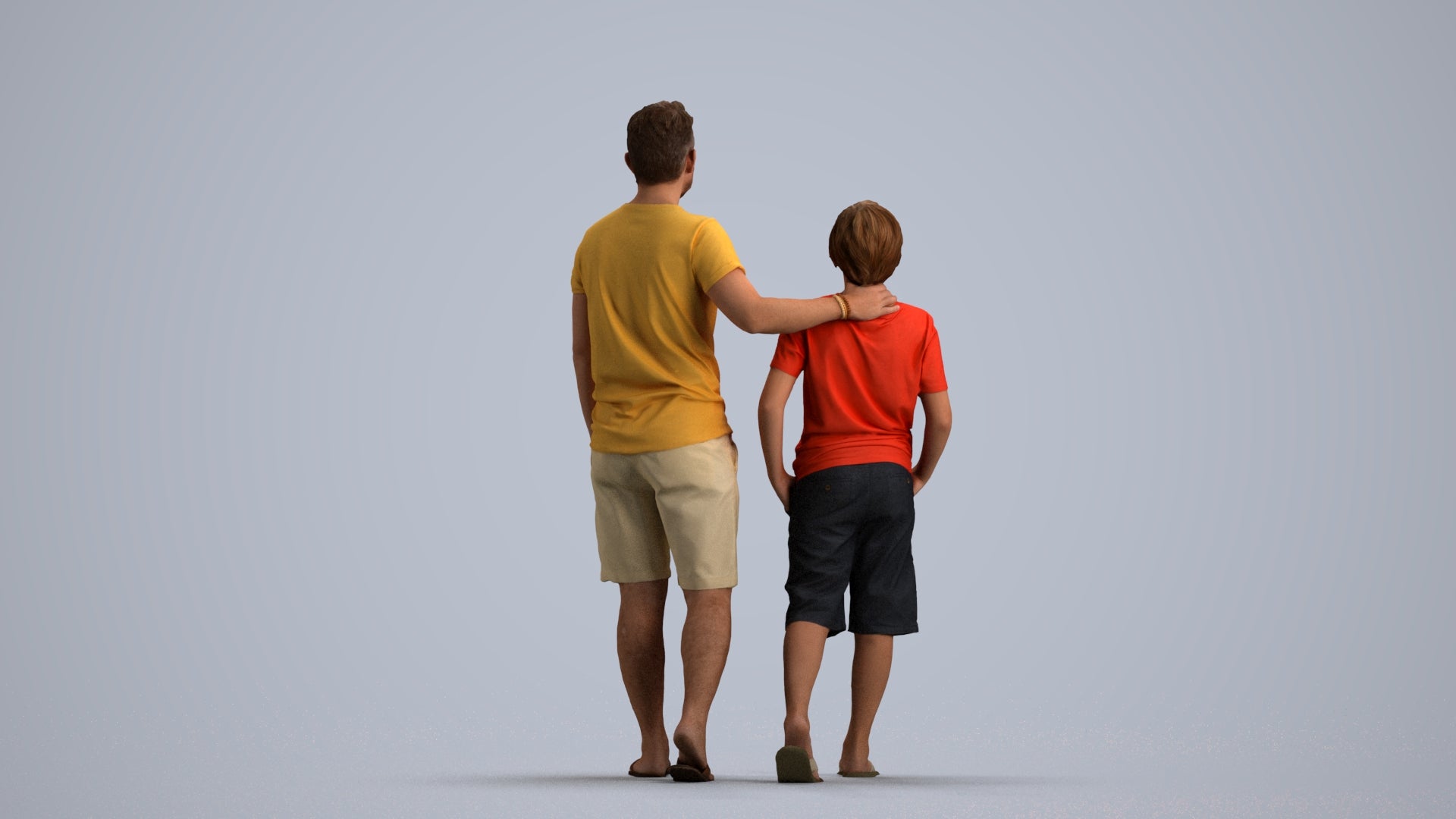 realistic 3D human boy casual kids, archviz people FBX OBJ for Blender, front view render