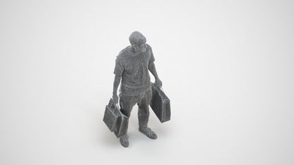 3D people model man casual shopping, scanned human for 3ds Max rendering, wireframe three-quarter view