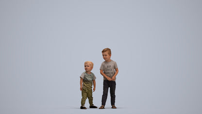 realistic 3D human boy casual kids, archviz people FBX OBJ for Blender, standing pose render