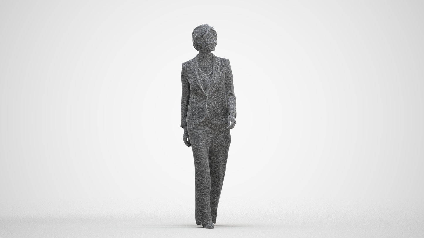 photogrammetry 3D woman business, realistic human model archviz FBX, three-quarter front view render