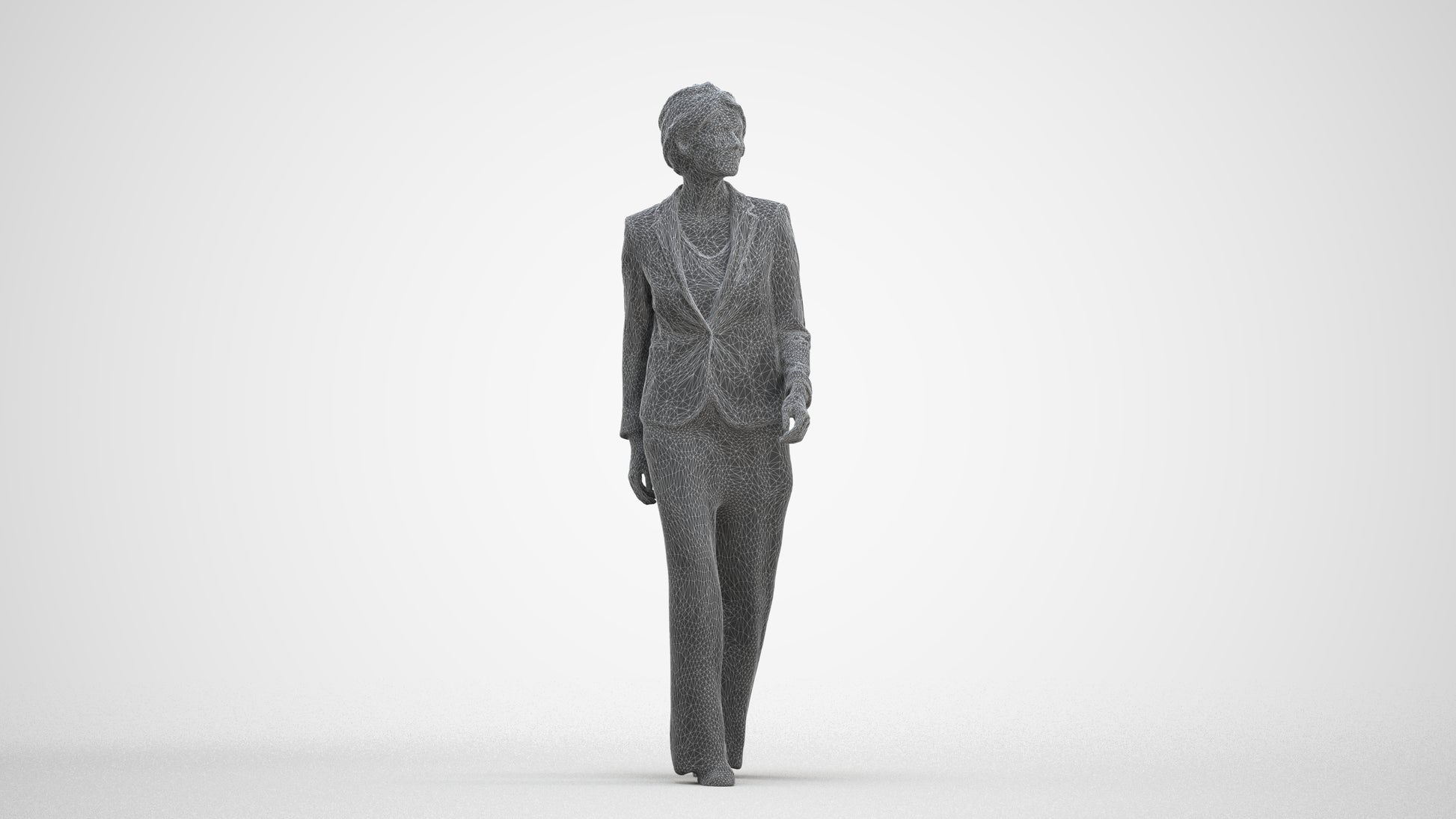 photogrammetry 3D woman business, realistic human model archviz FBX, three-quarter front view render
