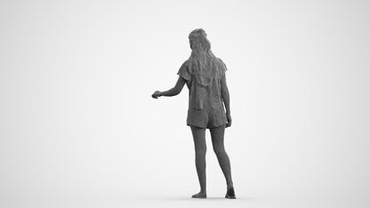 photogrammetry 3D woman casual door, realistic human model archviz FBX, wireframe front view