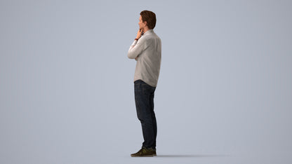 3D scanned man standing casual, photorealistic archviz people for Enscape and SketchUp, three-quarter view render