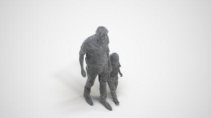 3D scanned boy kids casual, photorealistic archviz people for Enscape and SketchUp, wireframe three-quarter view