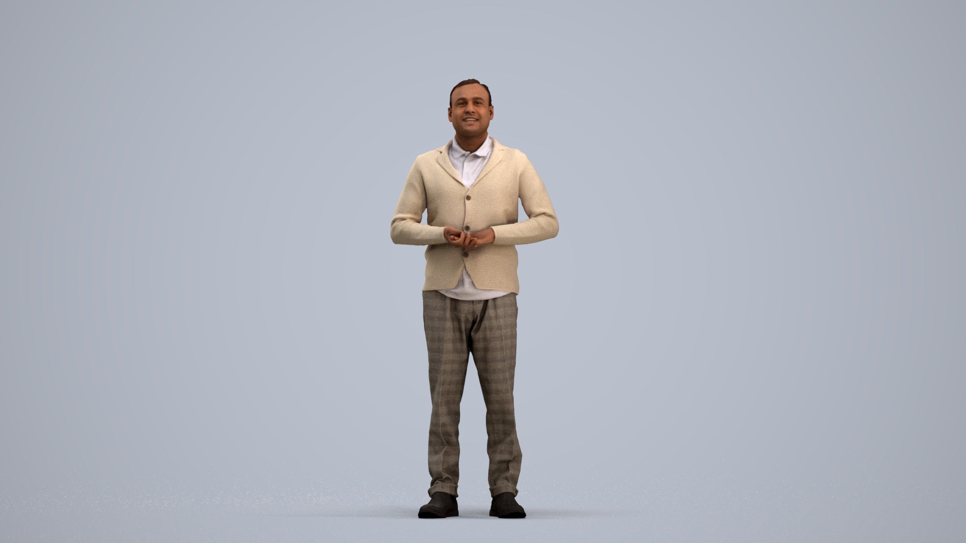 scanned 3D man business standing, photogrammetry people for Enscape and V-Ray, standing pose render