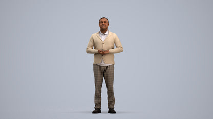 scanned 3D man business standing, photogrammetry people for Enscape and V-Ray, standing pose render