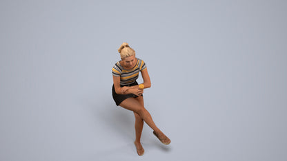 scanned 3D woman casual sitting, photogrammetry people for Enscape and V-Ray, back view render