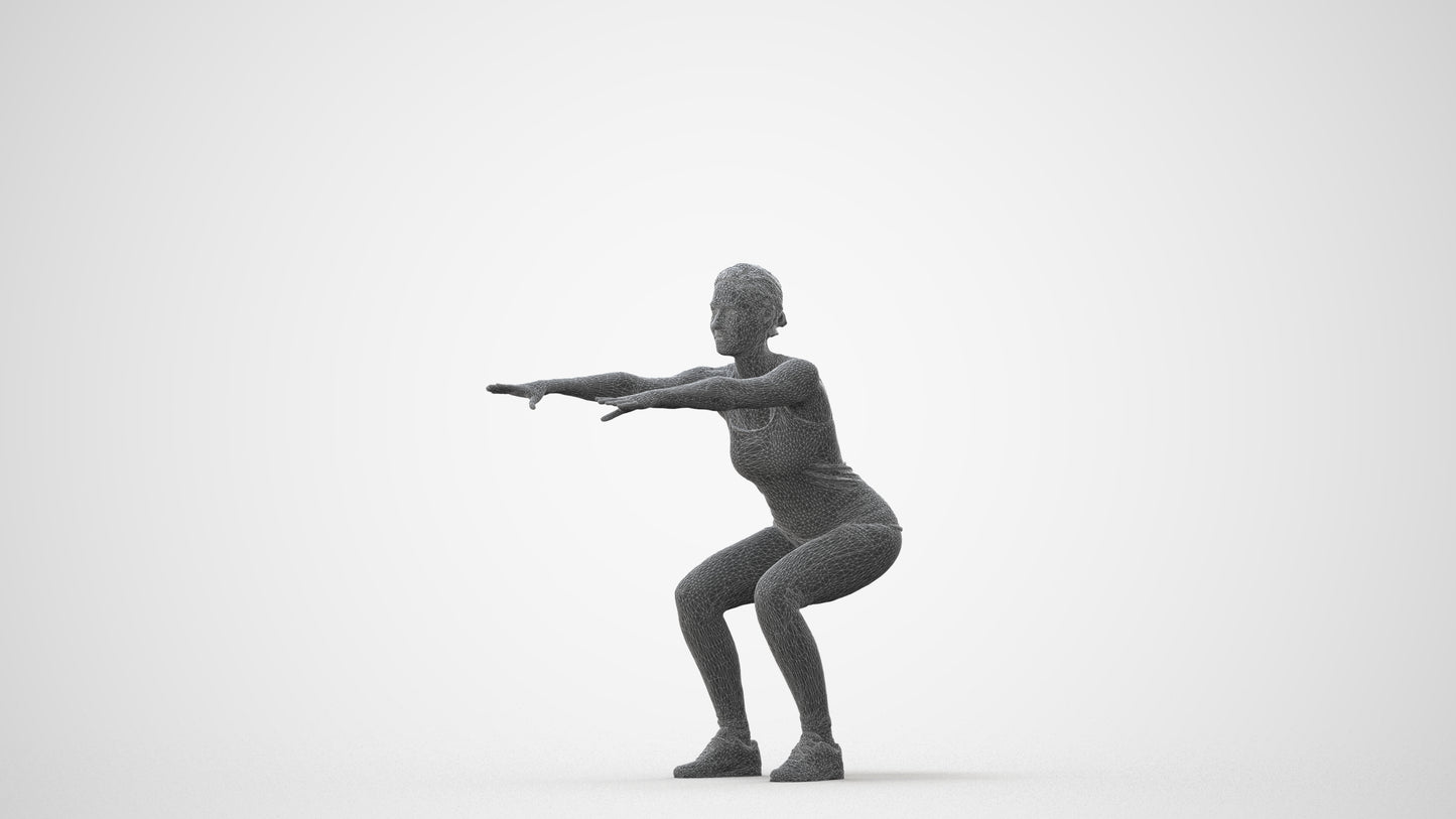 3D human model woman sport, photogrammetry scanned person for archviz, square thumbnail