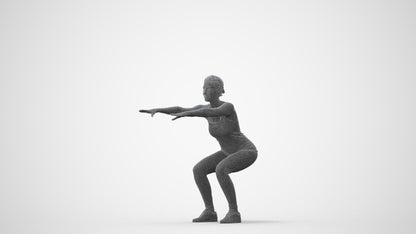 3D human model woman sport, photogrammetry scanned person for archviz, square thumbnail