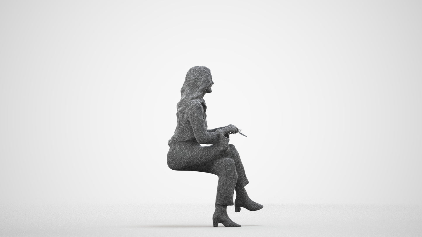 realistic 3D human woman business formalaffairs, archviz people FBX OBJ for Blender, wireframe side view