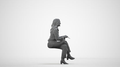realistic 3D human woman business formalaffairs, archviz people FBX OBJ for Blender, wireframe side view