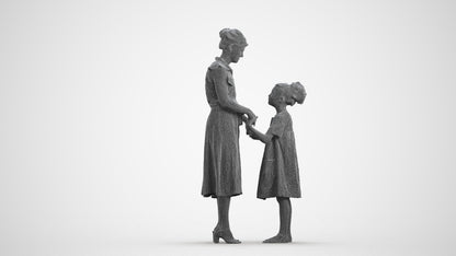 realistic 3D girl casual kids, scanned archviz people for Blender and 3ds Max, wireframe front view