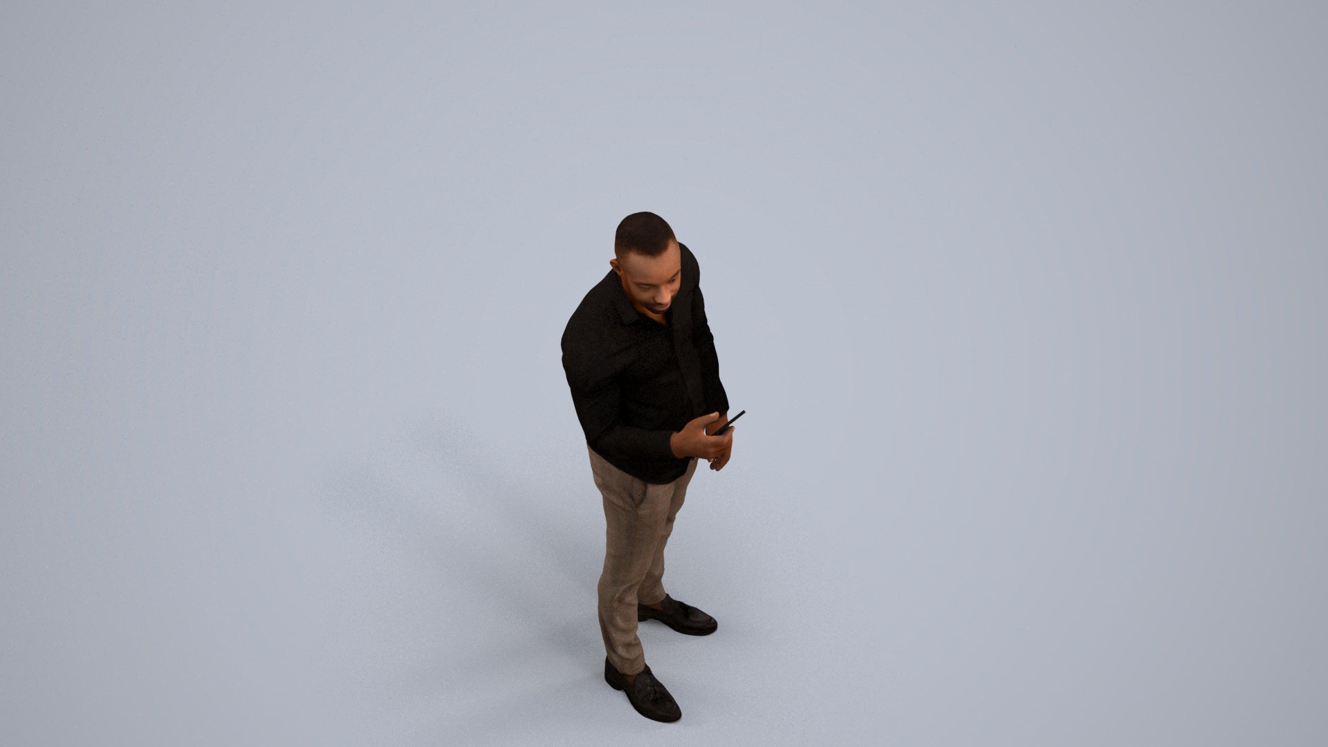 photogrammetry 3D man business standing, realistic human model archviz FBX, back view render