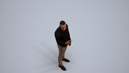 photogrammetry 3D man business standing, realistic human model archviz FBX, back view render
