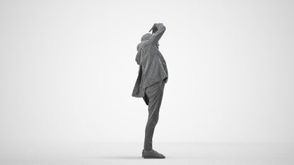 realistic 3D people senior woman sport, render-ready for V-Ray and Corona, FBX OBJ, wireframe side view