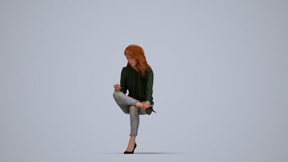 realistic 3D senior woman business sitting, scanned archviz people for Blender and 3ds Max, top-down view render