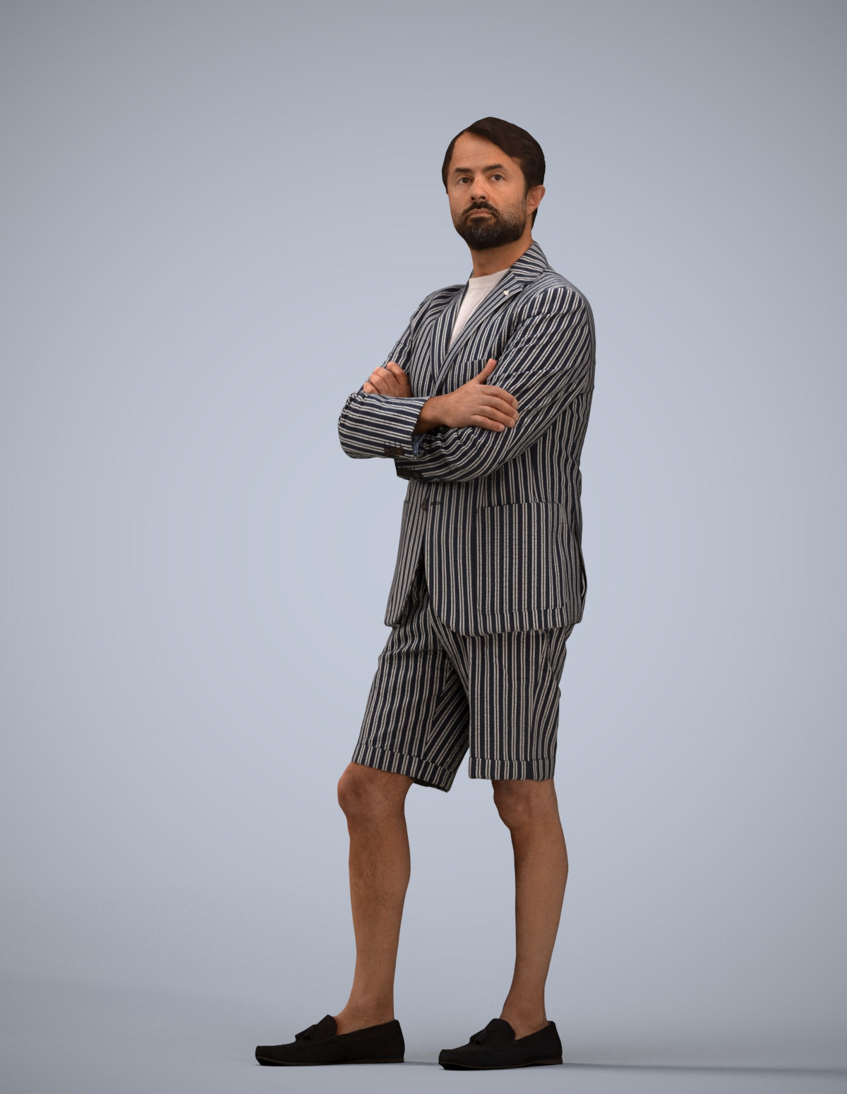 3D human model man business standing, photogrammetry scanned person for archviz