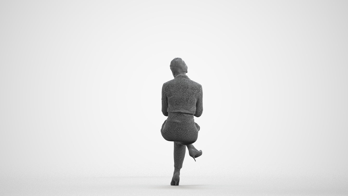 realistic 3D human woman business, archviz people FBX OBJ for Blender, wireframe front view