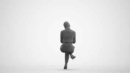 realistic 3D human woman business, archviz people FBX OBJ for Blender, wireframe front view