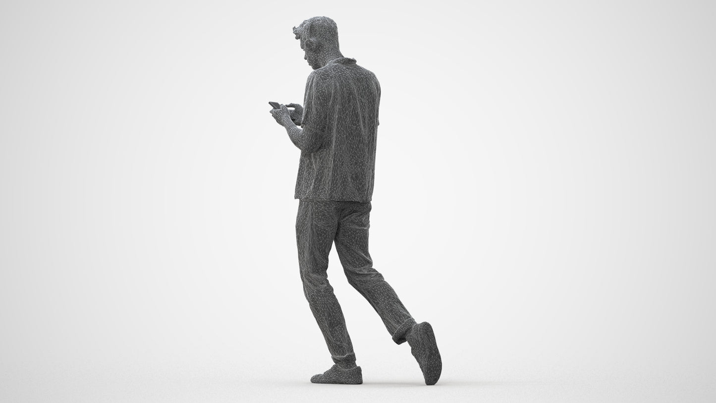 photogrammetry 3D man casual walking, realistic human model archviz FBX, square thumbnail