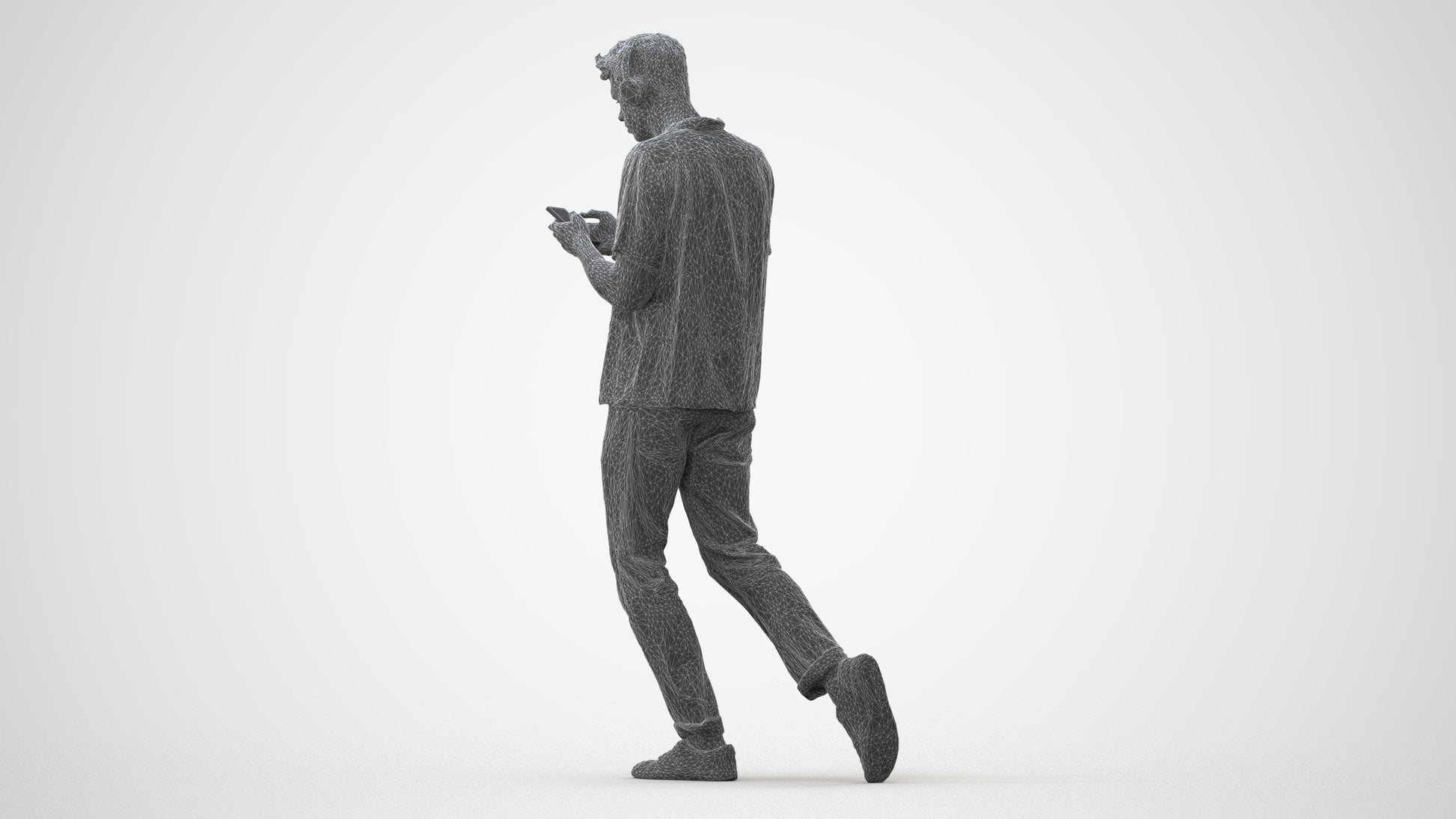 photogrammetry 3D man casual walking, realistic human model archviz FBX, square thumbnail