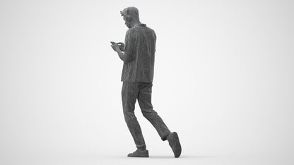 photogrammetry 3D man casual walking, realistic human model archviz FBX, square thumbnail