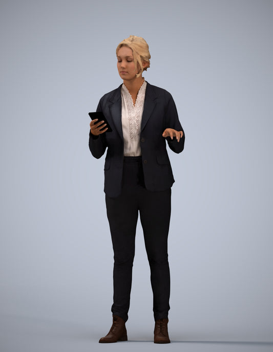 scanned 3D woman business, photogrammetry people for Enscape and V-Ray