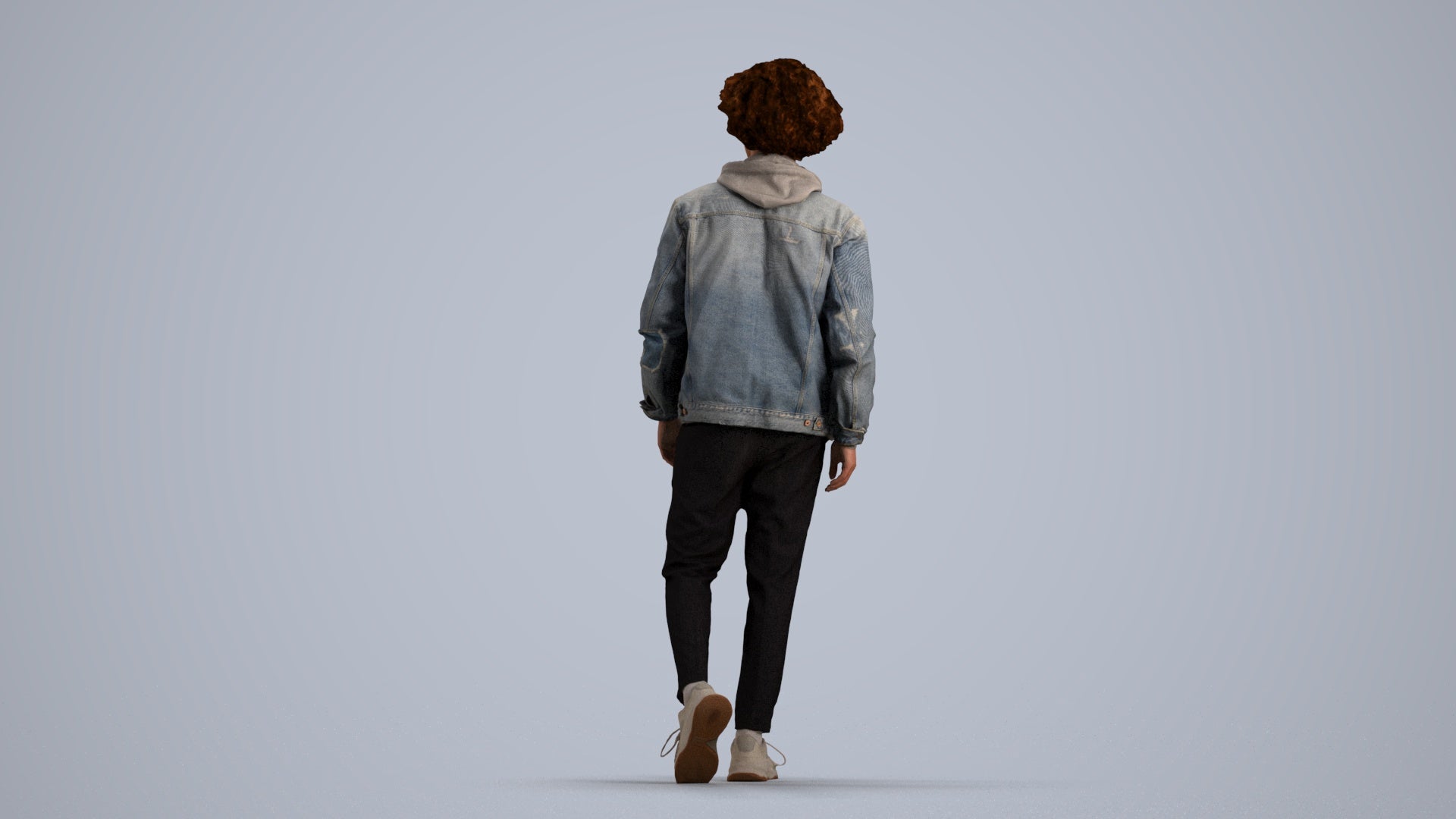 realistic 3D human man casual walking, archviz people FBX OBJ for Blender, front view render