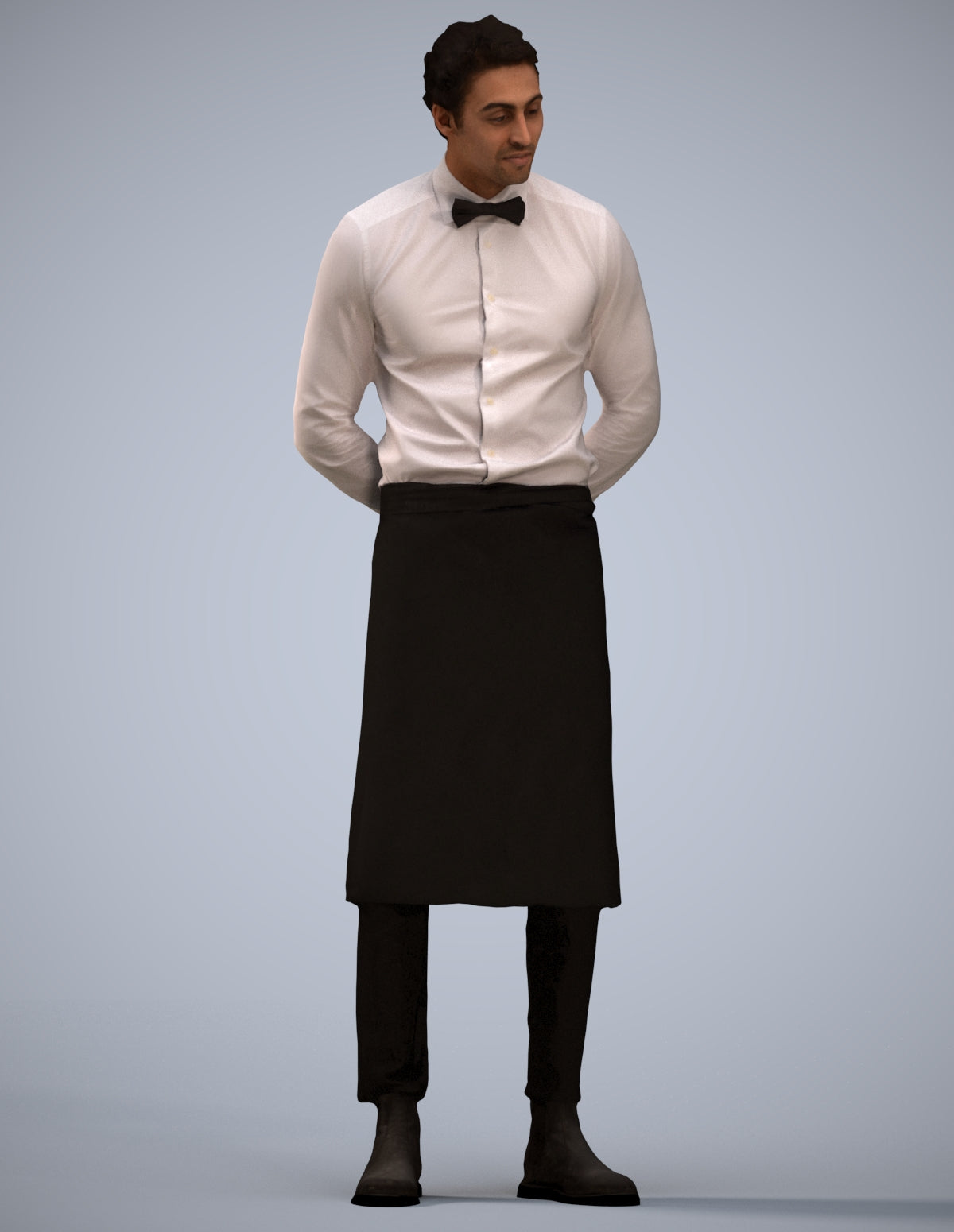 3D human model man hospitality, photogrammetry scanned person for archviz