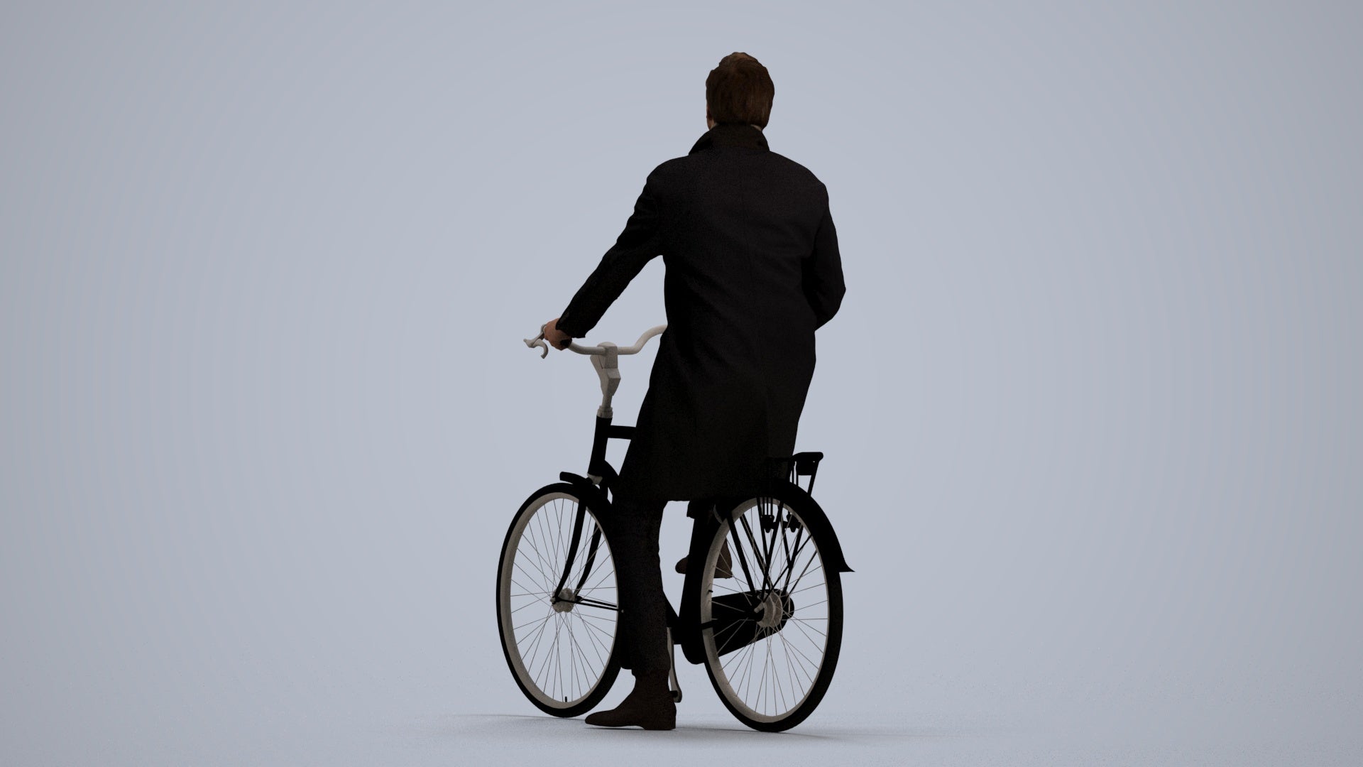 3D scanned man cycling business, photorealistic archviz people for Enscape and SketchUp, front view render