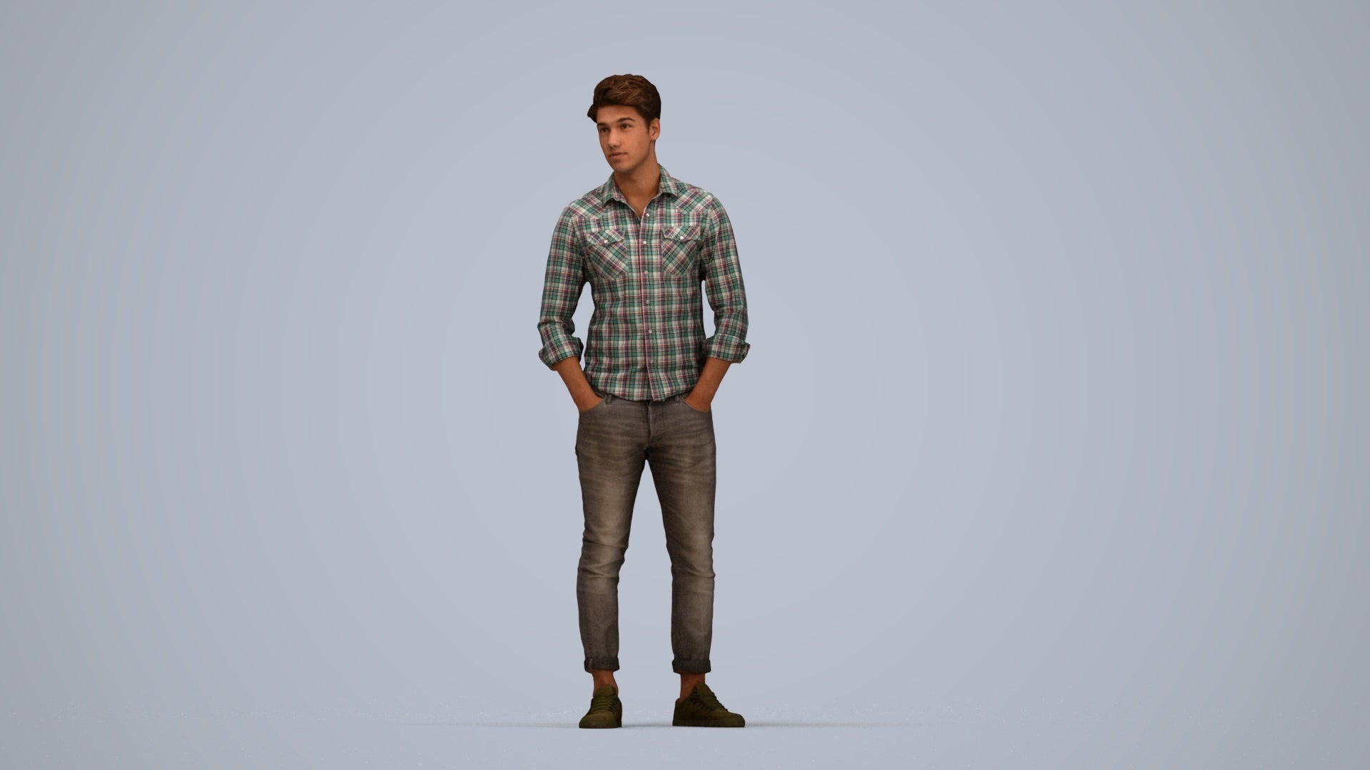 3D scanned man mix casual, photorealistic archviz people for Enscape and SketchUp, top-down view render
