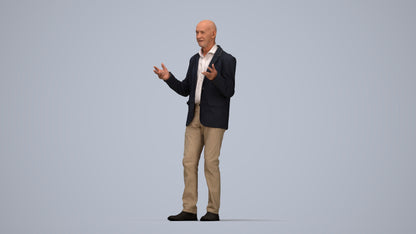 3D scanned senior man business, photorealistic archviz people for Enscape and SketchUp, top-down view render