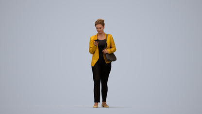 3D people model woman casual standing, scanned human for 3ds Max rendering, top-down view render