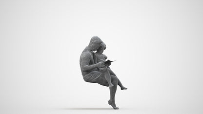 realistic 3D people woman casual kids, render-ready for V-Ray and Corona, FBX OBJ, wireframe side view