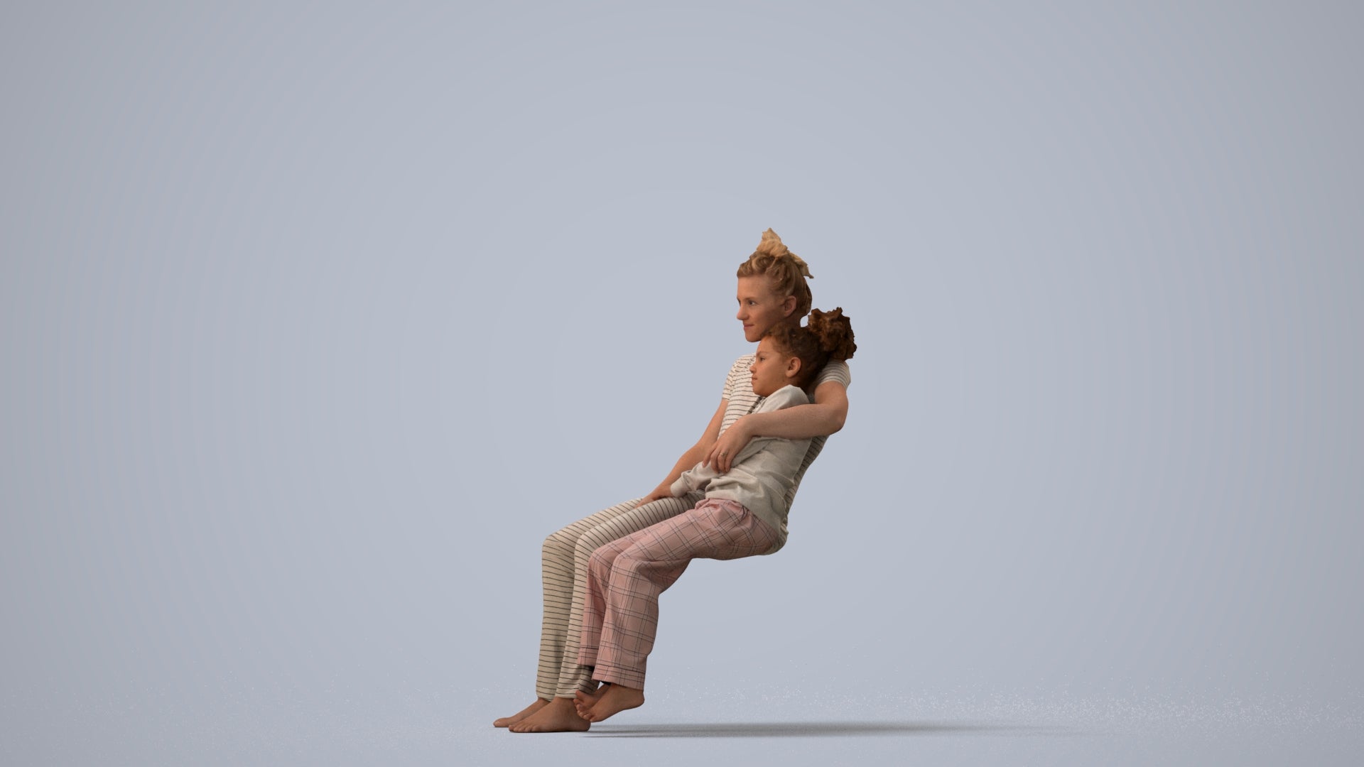 realistic 3D girl kids, scanned archviz people for Blender and 3ds Max, three-quarter view render
