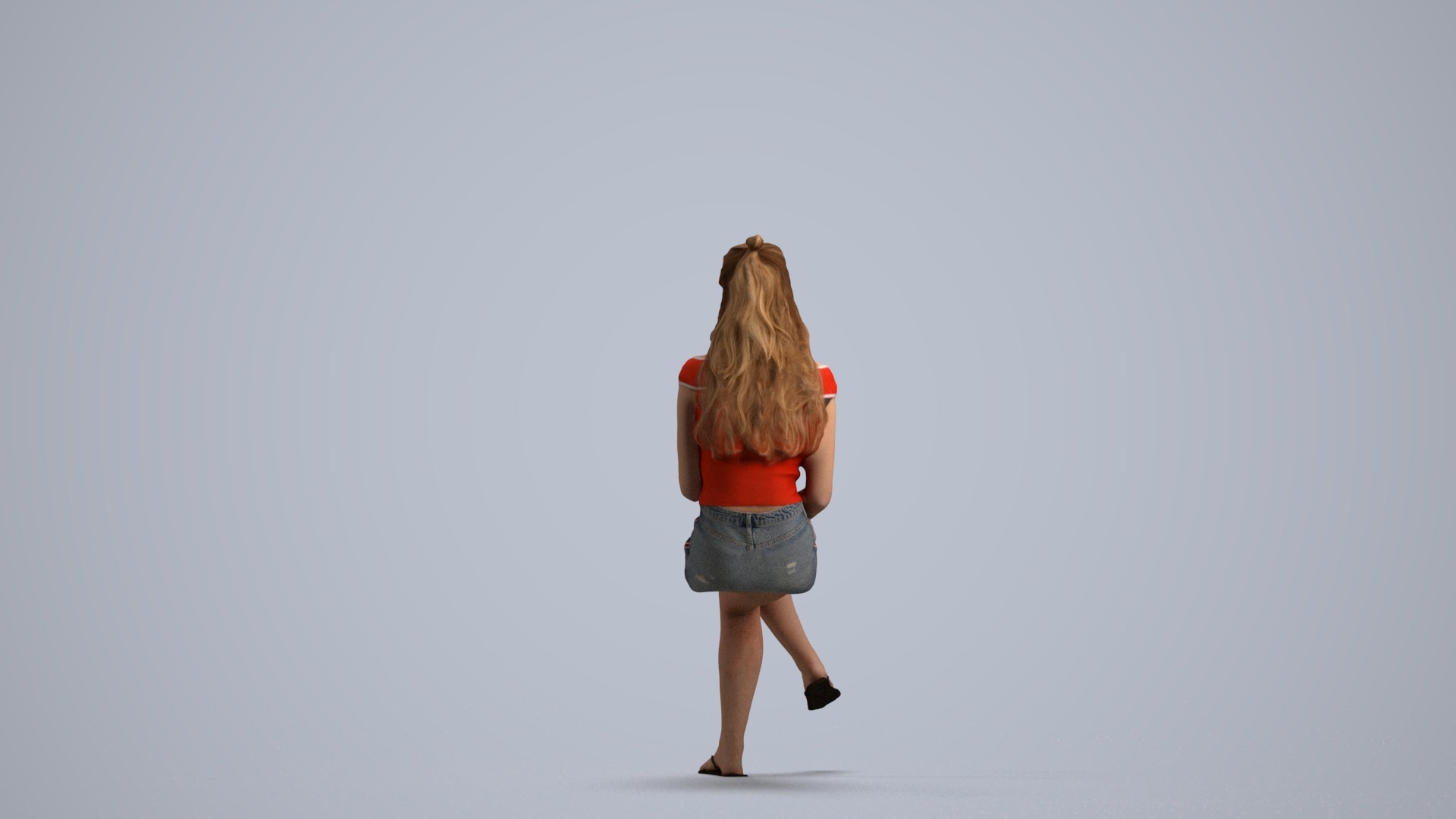 realistic 3D people girl casual sitting, render-ready for V-Ray and Corona, FBX OBJ, front view render
