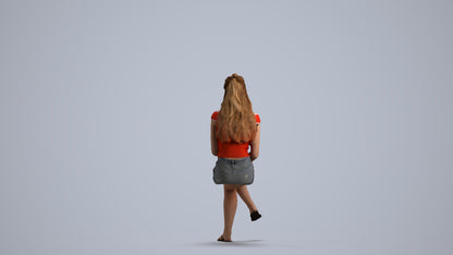 realistic 3D people girl casual sitting, render-ready for V-Ray and Corona, FBX OBJ, front view render