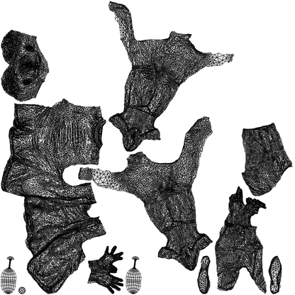 3D scanned man sitting formal, photorealistic archviz people for Enscape and SketchUp, wireframe top-down view