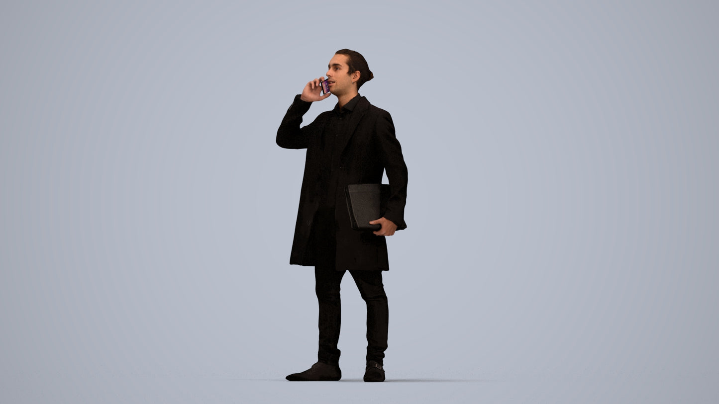 realistic 3D people man business standing, render-ready for V-Ray and Corona, FBX OBJ, top-down view render