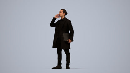 realistic 3D people man business standing, render-ready for V-Ray and Corona, FBX OBJ, top-down view render