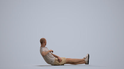 3D scanned man sitting casual, photorealistic archviz people for Enscape and SketchUp, front view render