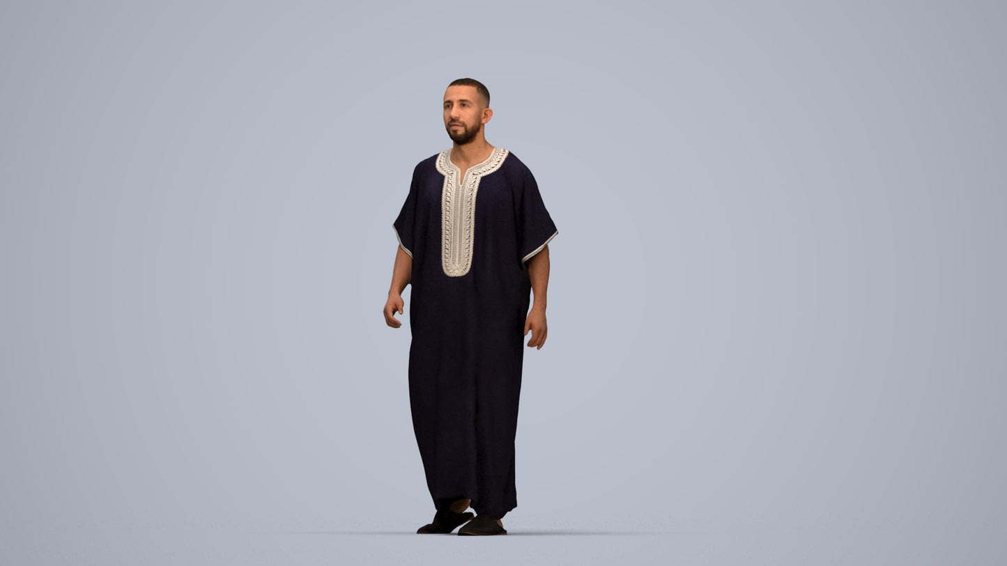 3D scanned man walking, photorealistic archviz people for Enscape and SketchUp, top-down view render