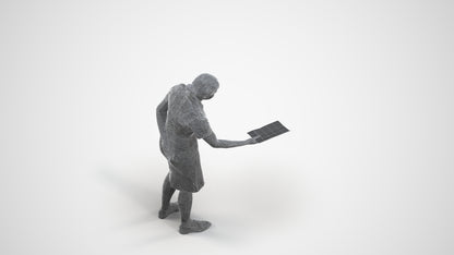 photogrammetry 3D woman hospitality, realistic human model archviz FBX, wireframe three-quarter view
