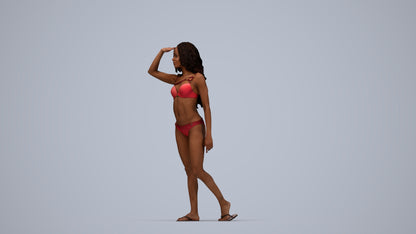 photogrammetry 3D woman pool, realistic human model archviz FBX, top-down view render